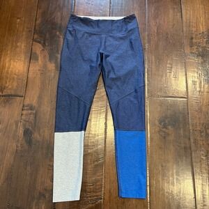 Outdoor Voices TechSweat Colorblock Leggings Navy Blue Grey 7/8 Length Womens M